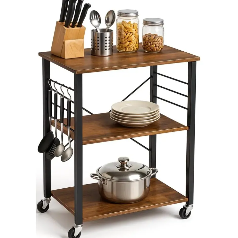 Goliving Keukentrolley - Keukenkast - Keukenrek - Keuken Organizer - Bruin