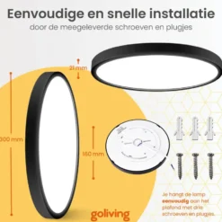 Goliving Plafondlamp - Plafonnière - LED - Ø30cm - Wit