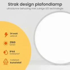 Goliving Plafondlamp - Plafonnière - LED - Ø30cm - Wit