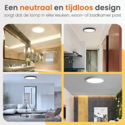 Goliving Plafondlamp - Plafonnière - LED - 30x30x2.1 cm - Zwart