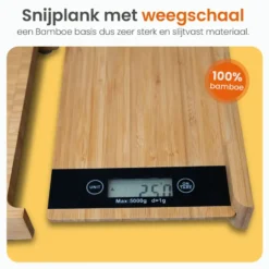 Goliving Snijplank met Uitschuifbare Keukenweegschaal – Bamboe – 40 tot 56 cm