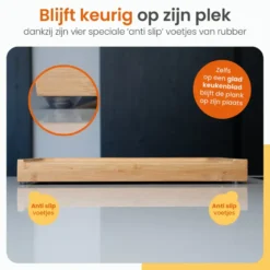 Goliving Snijplank met Uitschuifbare Keukenweegschaal – Bamboe – 40 tot 56 cm