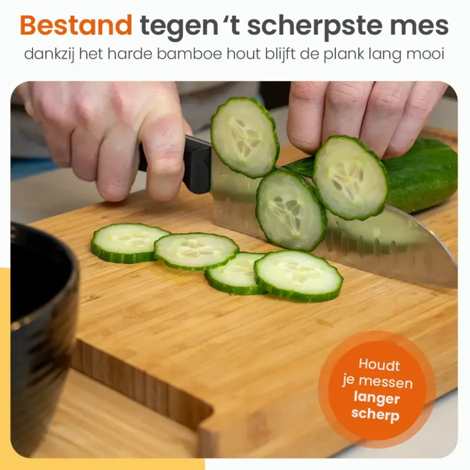 Goliving Snijplank met Uitschuifbare Keukenweegschaal – Bamboe – 40 tot 56 cm