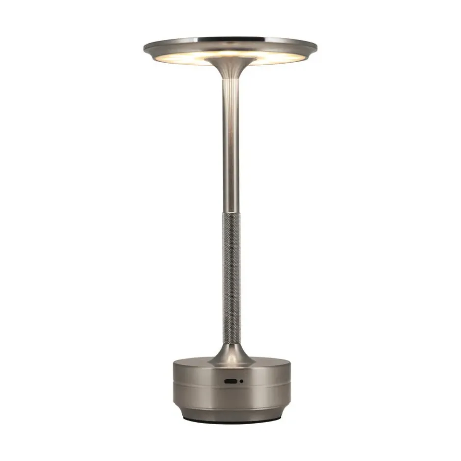 Goliving Tafellamp Op Accu - Oplaadbaar en Dimbaar - Hoogte 27 cm - Zilver