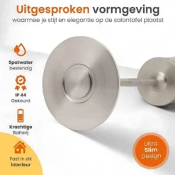 Goliving Tafellamp Op Accu - Oplaadbaar en Dimbaar - Hoogte 27 cm - Zilver