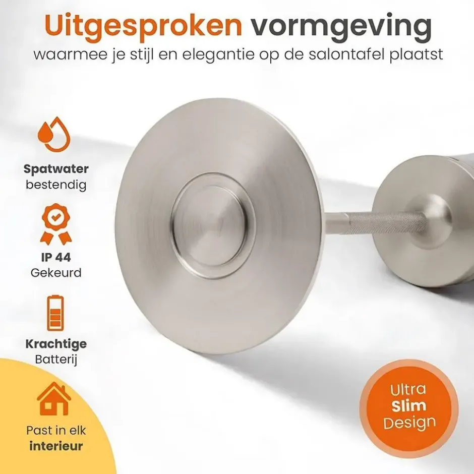 Goliving Tafellamp Op Accu - Oplaadbaar en Dimbaar - Hoogte 27 cm - Zilver