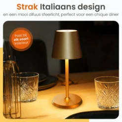Goliving Tafellamp Oplaadbaar – Draadloos en dimbaar – Moderne touch lamp