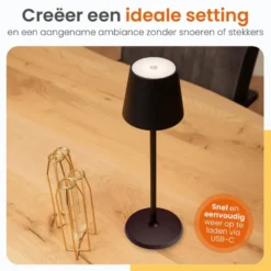 Goliving Tafellamp Oplaadbaar – Draadloos en dimbaar – Moderne touch lamp