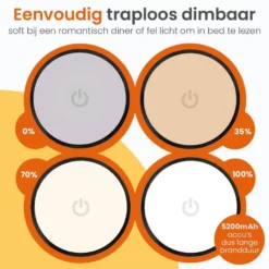 Goliving Tafellamp Oplaadbaar – Draadloos en dimbaar – Moderne touch lamp