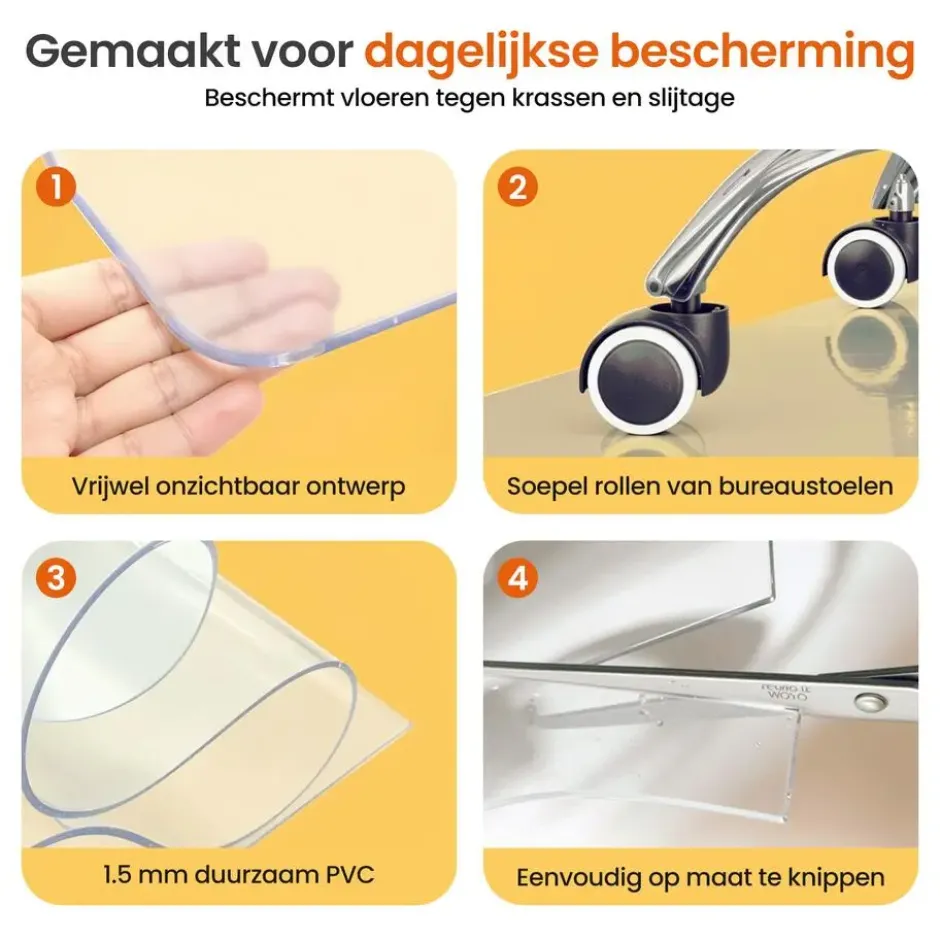 Goliving Vloerbeschermer bureaustoel - 120x150cm - Bureaustoelmat