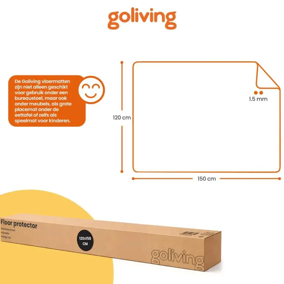 Goliving Vloerbeschermer bureaustoel - 120x150cm - Bureaustoelmat