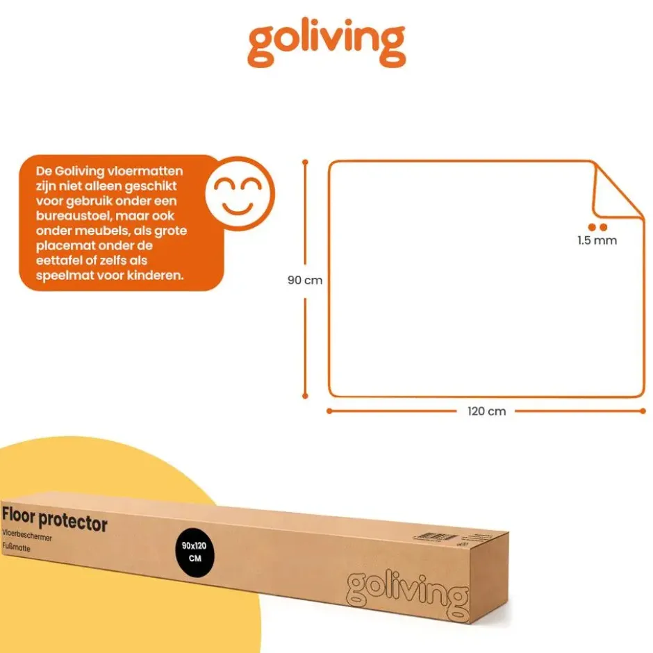 Goliving Vloerbeschermer bureaustoel - 90x120cm - Bureaustoelmat