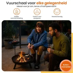 Goliving Vuurschaal - Vuurkorf - Tuinhaard - Staal - Ø 60cm - Zwart