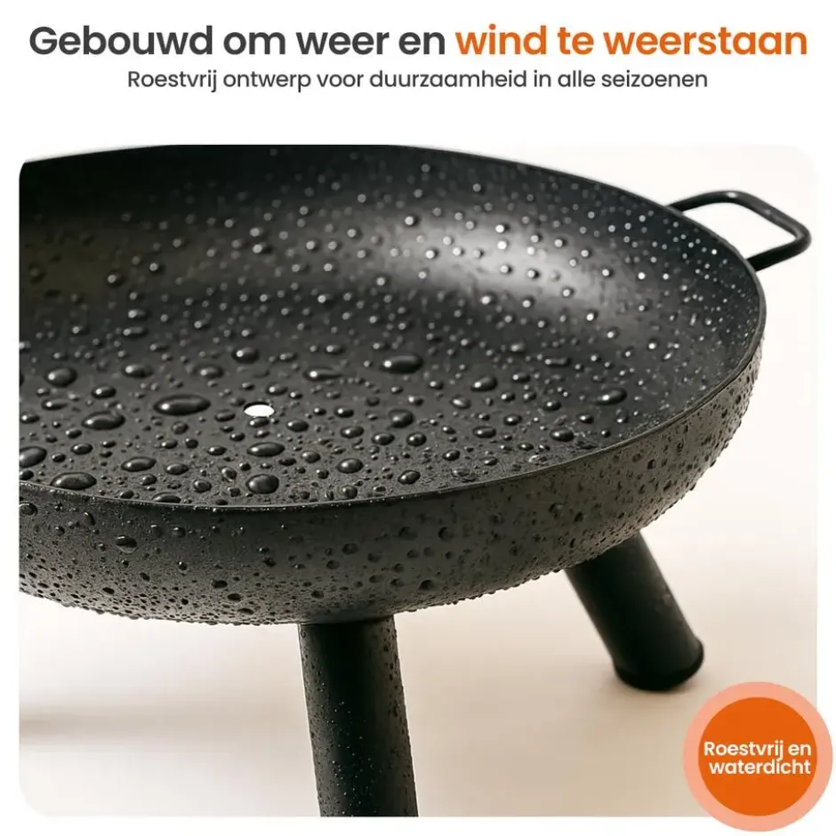 Goliving Vuurschaal - Vuurkorf - Tuinhaard - Staal - Ø 60cm - Zwart