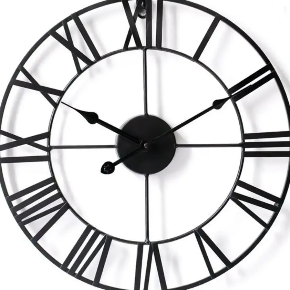 Goliving Wandklok Industrieel - Stil uurwerk - Metaal - Ø 40 cm - Zwart