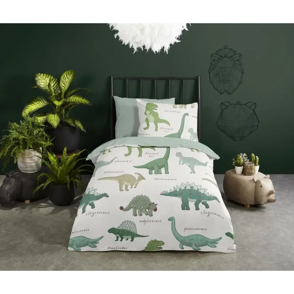Good Morning Dino Jurassic Mix Kinderdekbedovertrek Groen