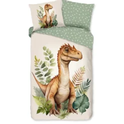 Good Morning Dino Kinderdekbedovertrek Groen