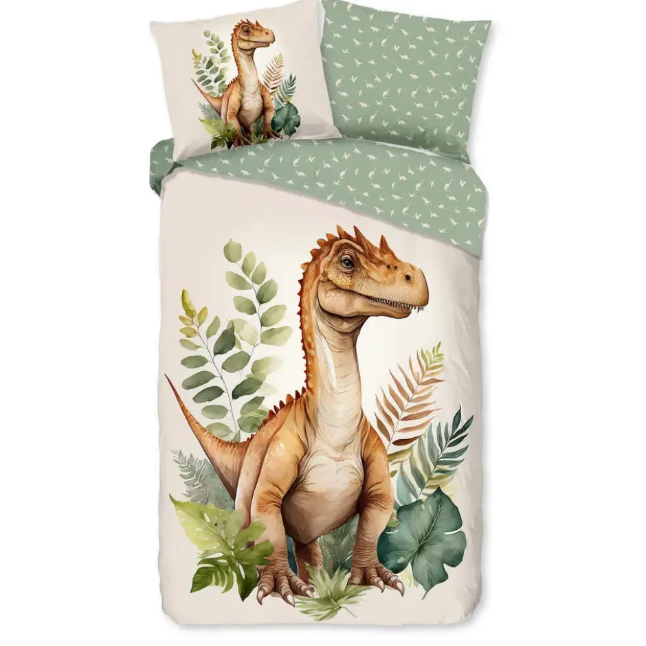Good Morning Dino Kinderdekbedovertrek Groen