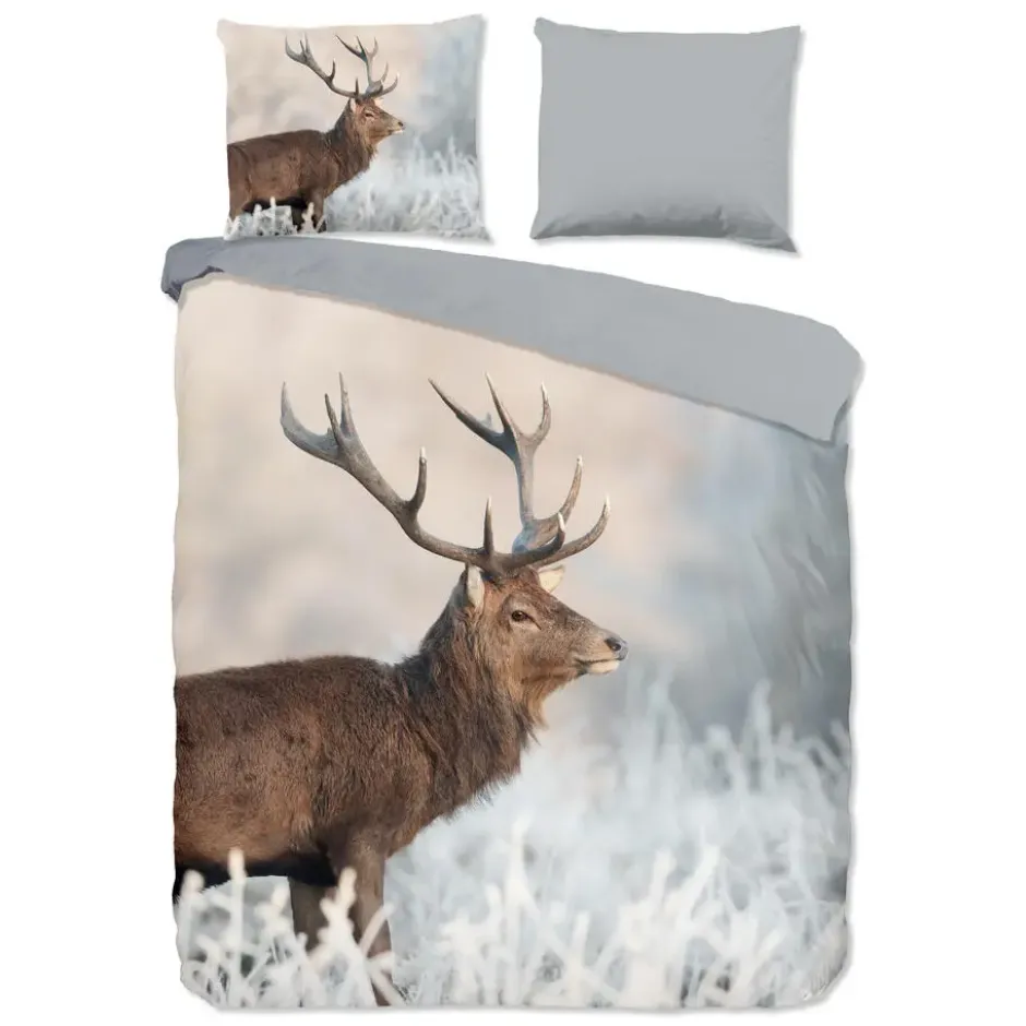 Good Morning Edelhert Dekbedovertrek Grijs-2-persoons (200 x 200/220 cm)