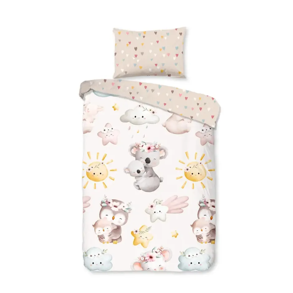 Goodmorning Peuter Koala’s en Uiltjes Dekbedovertrek Zand-Ledikant (100 x 135...