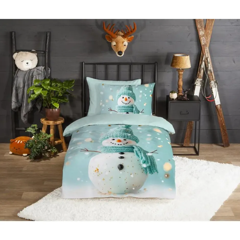 Good Morning Sneeuwpop Flanel Dekbedovertrek Mint