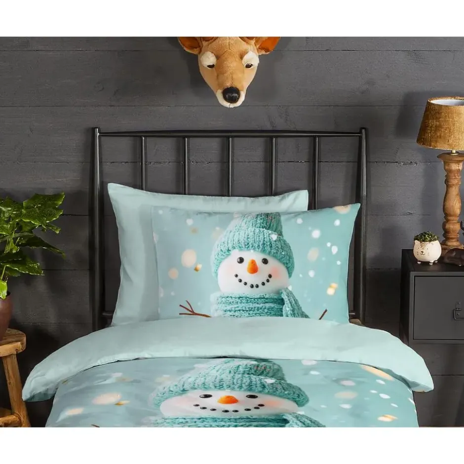 Good Morning Sneeuwpop Flanel Dekbedovertrek Mint