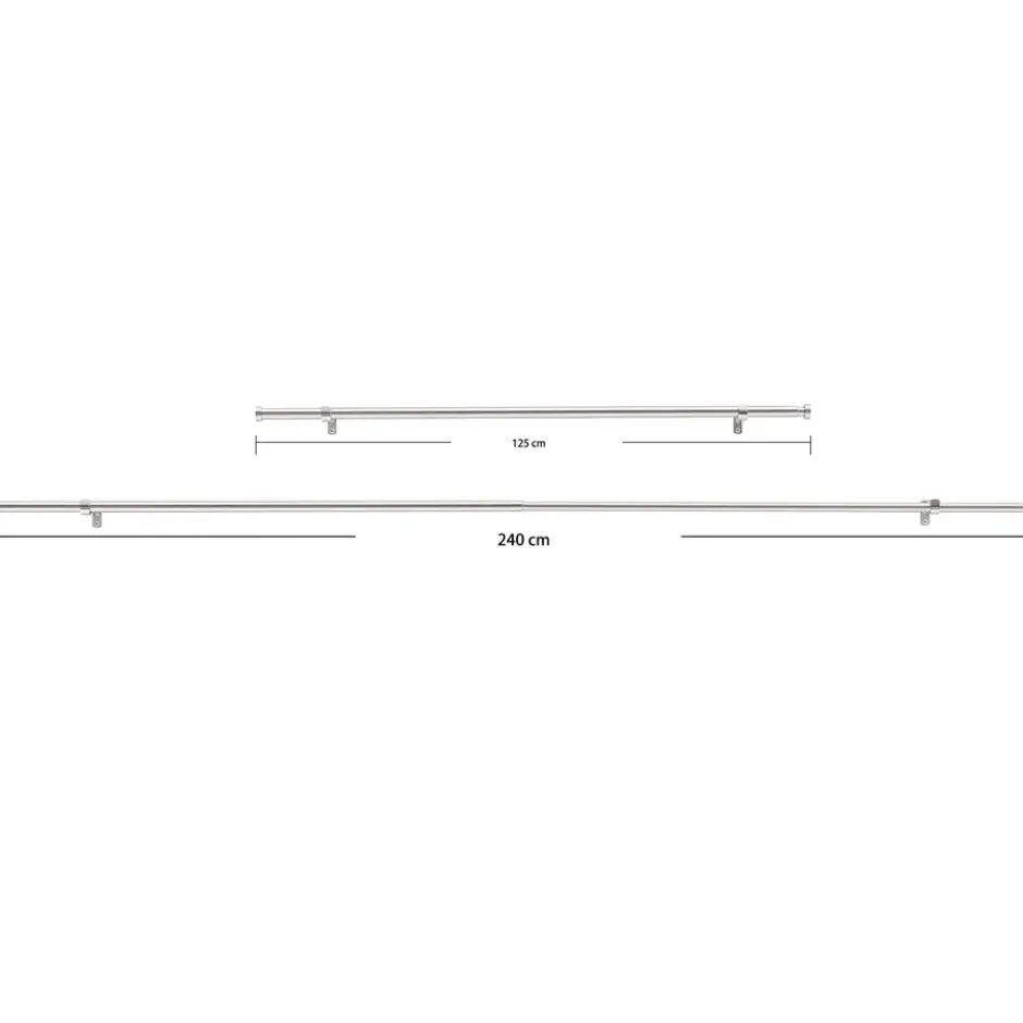 Gordijnroede - Uitschuifbaar - Stang van 125-240 cm - Zilver