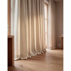 Gordijnstof Nakuru lichtdoorlatend - beige