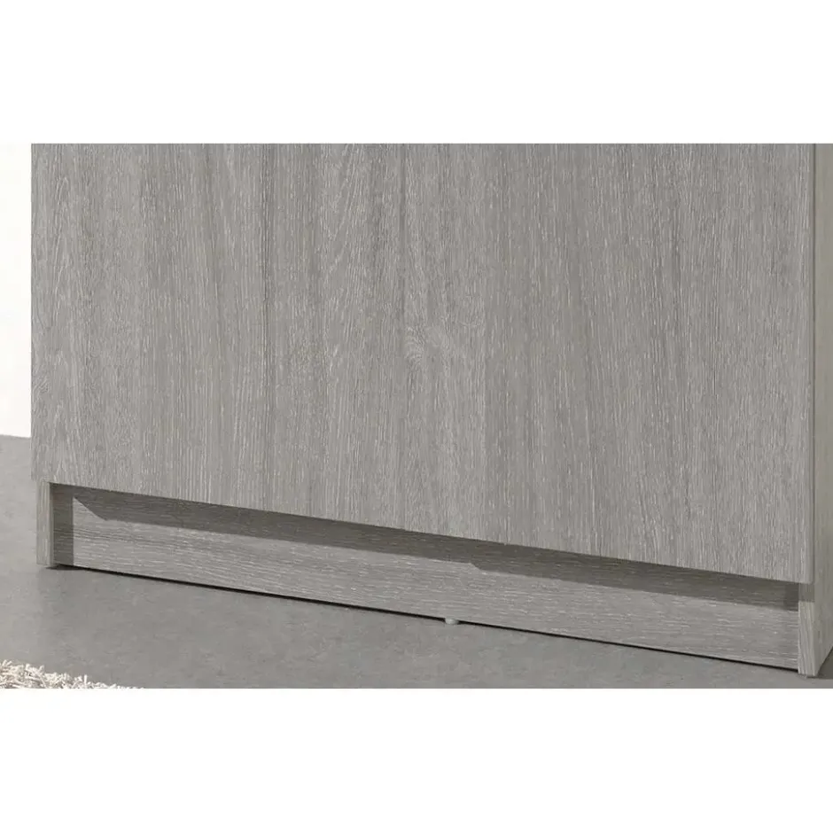 Grijze eik opbergkast Ray 80 cm met 2 deuren en 4 planken