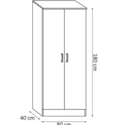 Grijze eik opbergkast Ray 80 cm met 2 deuren en 4 planken