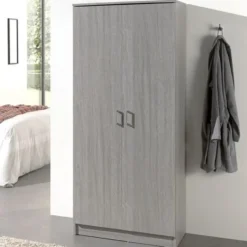 Grijze eik opbergkast Ray 80 cm met 2 deuren en 4 planken