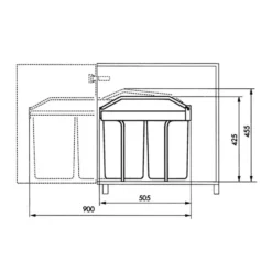 Hailo Multi-Box Duo L Inbouwprullenbak - 2x14L - wit