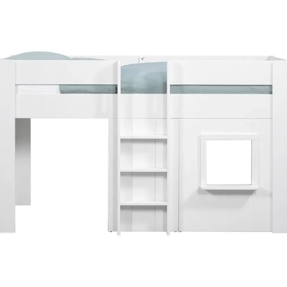 Halfhoogslaper Reno met speelhuisje - 206x104x120 cm - Wit