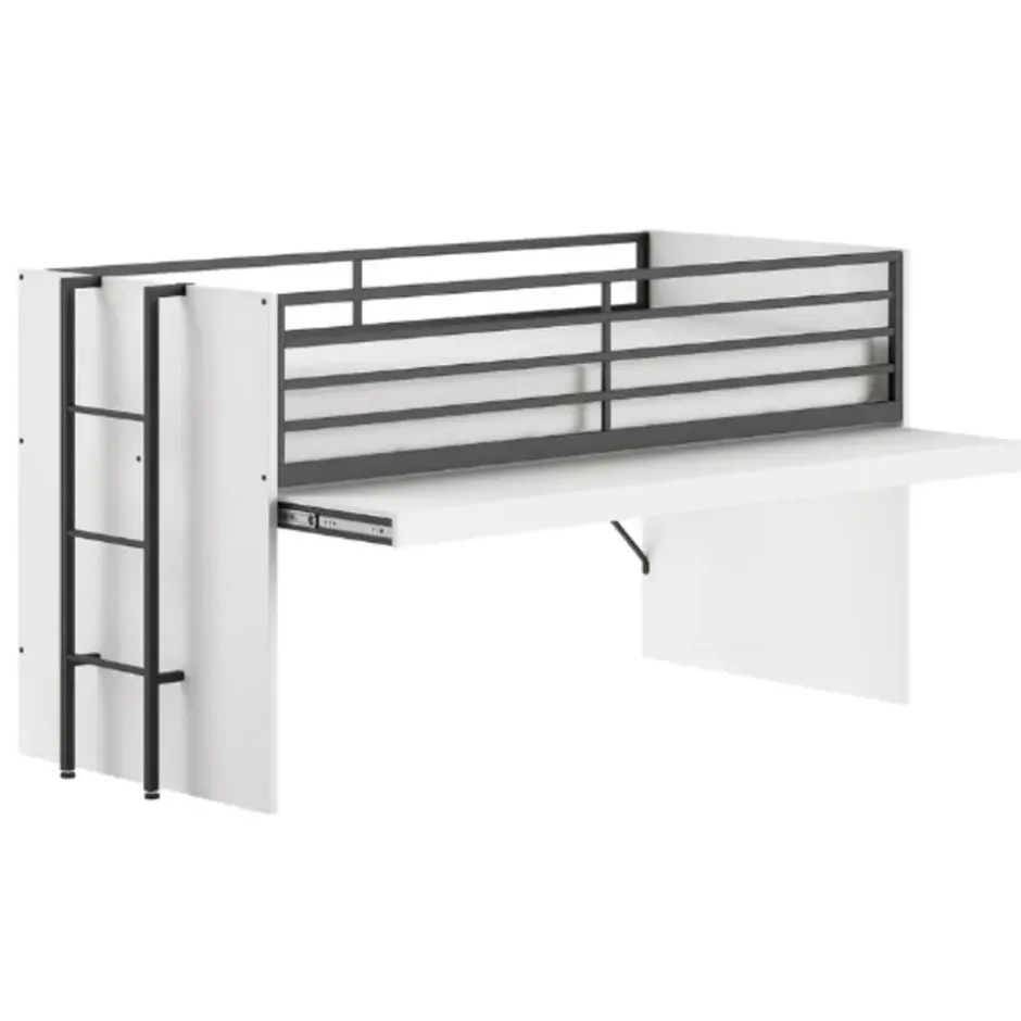 Halfhoogslaper Sammie 90x200cm - met bureau - wit