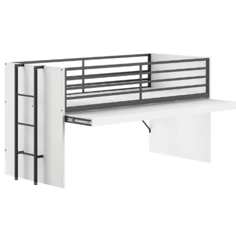 Halfhoogslaper Sammie 90x200cm - met bureau - wit