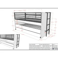 Halfhoogslaper Sammie 90x200cm met 2 slaapplaatsen, bedlade en bureau - wit
