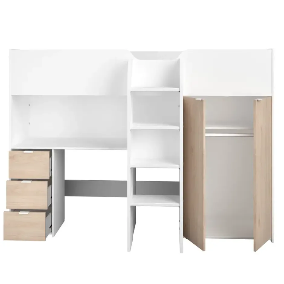 Halfhoogslaper Tristan - wit/eiken - 90x200 cm