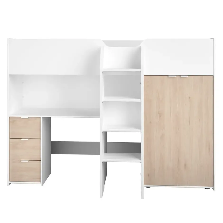 Halfhoogslaper Tristan - wit/eiken - 90x200 cm