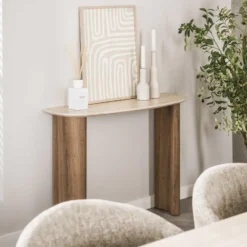 Haltafel Hout/Travertin - 100x35x76cm - Make-up Tafel - Romano