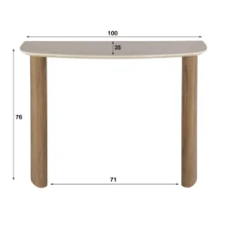 Haltafel Hout/Travertin - 100x35x76cm - Make-up Tafel - Romano