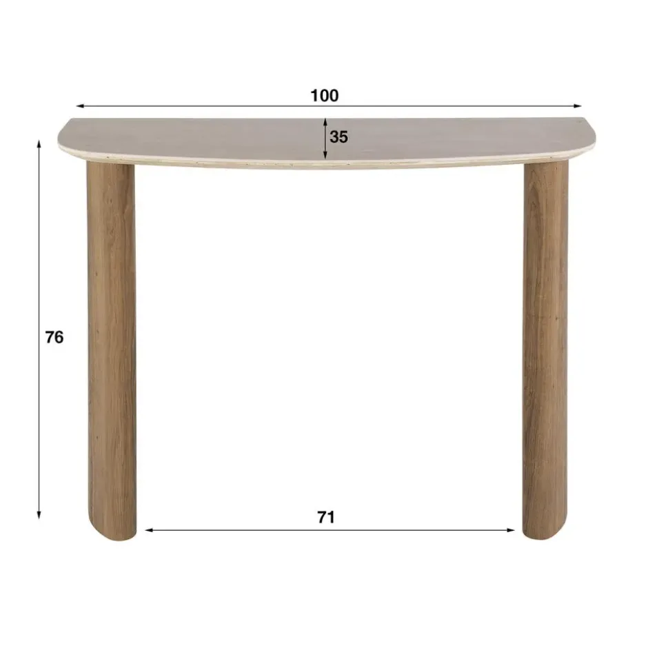 Haltafel Hout/Travertin - 100x35x76cm - Make-up Tafel - Romano