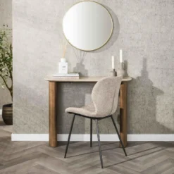 Haltafel Hout/Travertin - 100x35x76cm - Make-up Tafel - Romano
