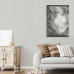Hangende Poster Linnen - Jungle Landschap Schets