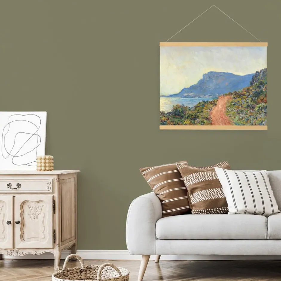 Hangende Poster Linnen Zuidelijk Landschap Monet The Red Road 60x80cm
