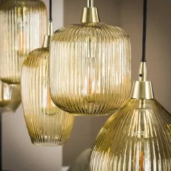 Hanglamp Ella glas amber rond 5-lichts 20x120x150 cm Amber color glas