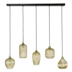 Hanglamp Ella glas amber rond 5-lichts 20x120x150 cm Amber color glas