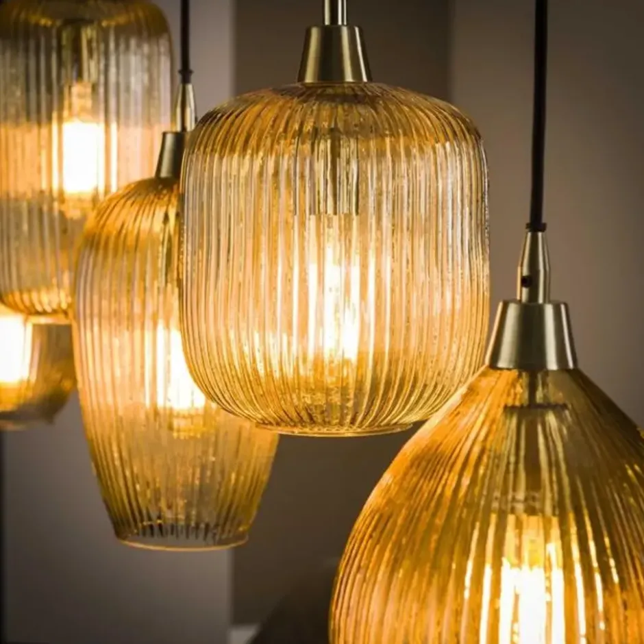 Hanglamp Ella glas amber rond 5-lichts 20x120x150 cm Amber color glas