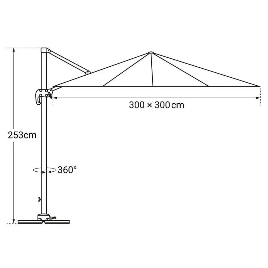 Happy Garden Parasol MOLOKAI - Zwart - Aluminium