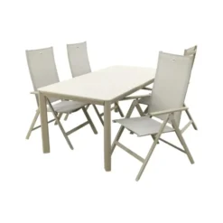 Hartman Napoli/Kyra verstelbare tuinset voor 4 personen 180x90 cm. - Latte
