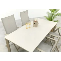 Hartman Napoli/Kyra verstelbare tuinset voor 4 personen 180x90 cm. - Latte